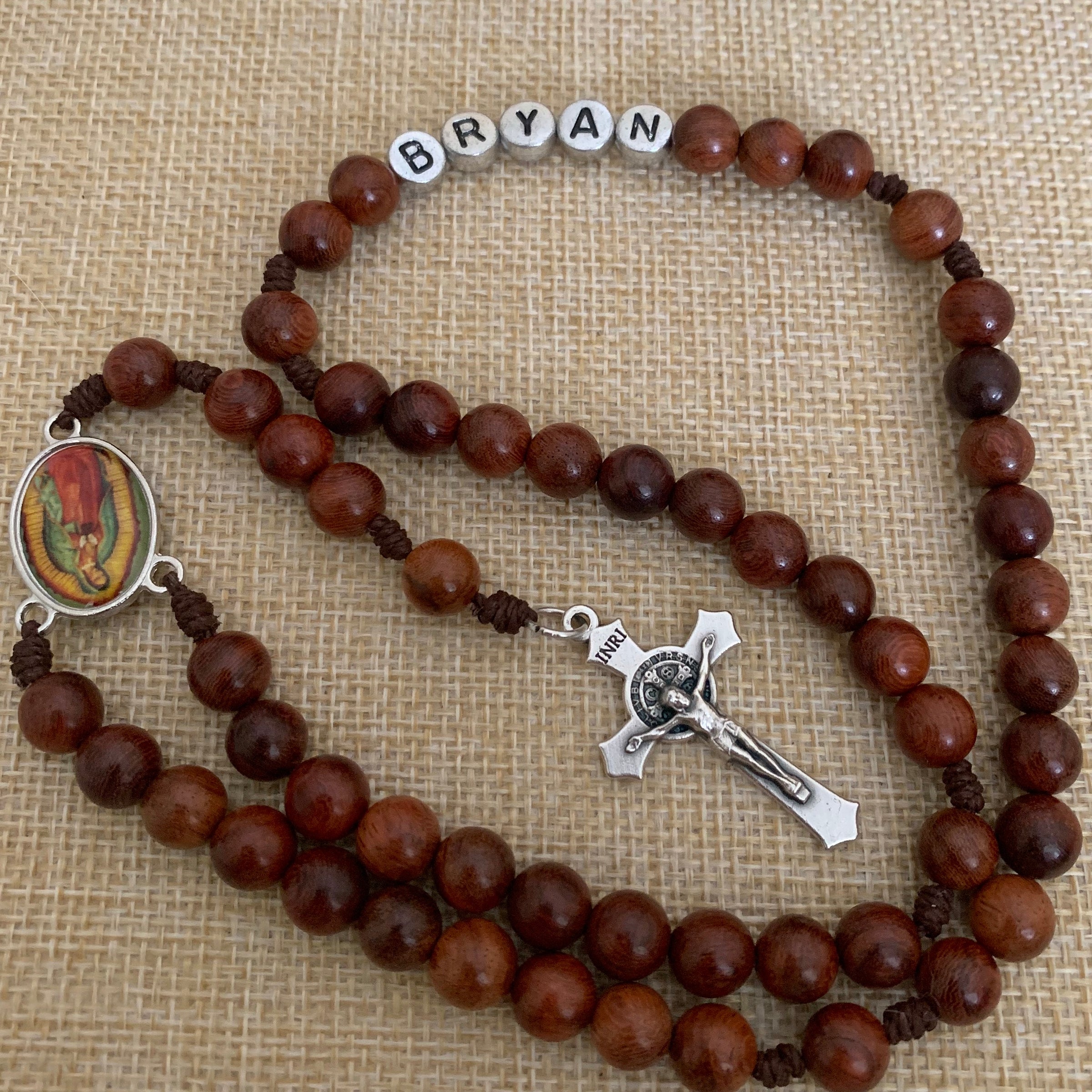 Personalized Guadalupe Sandalwood Rosary