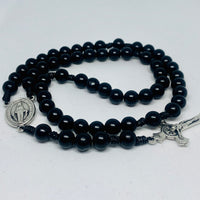 Black Wood Rosary with Saint
