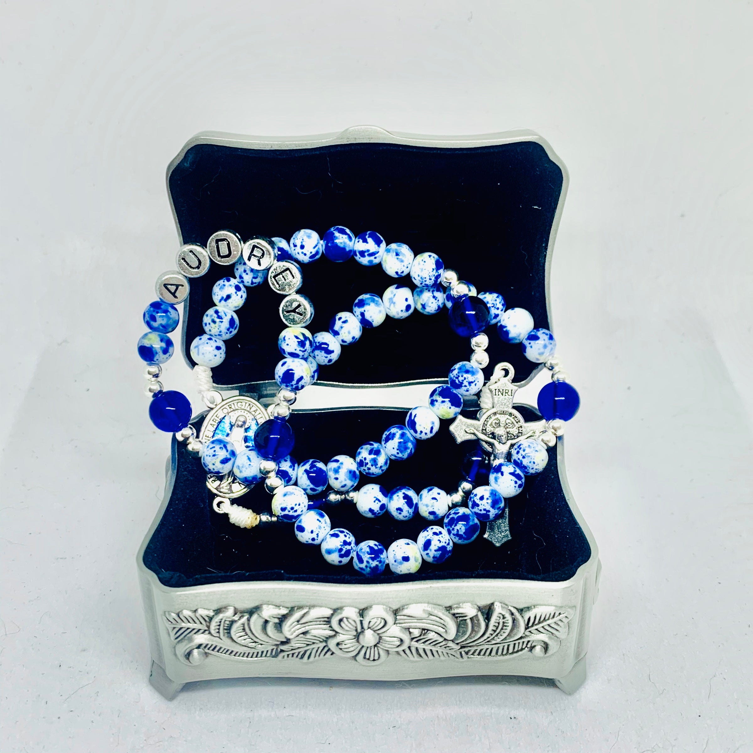 Personalized China Blue Rosary