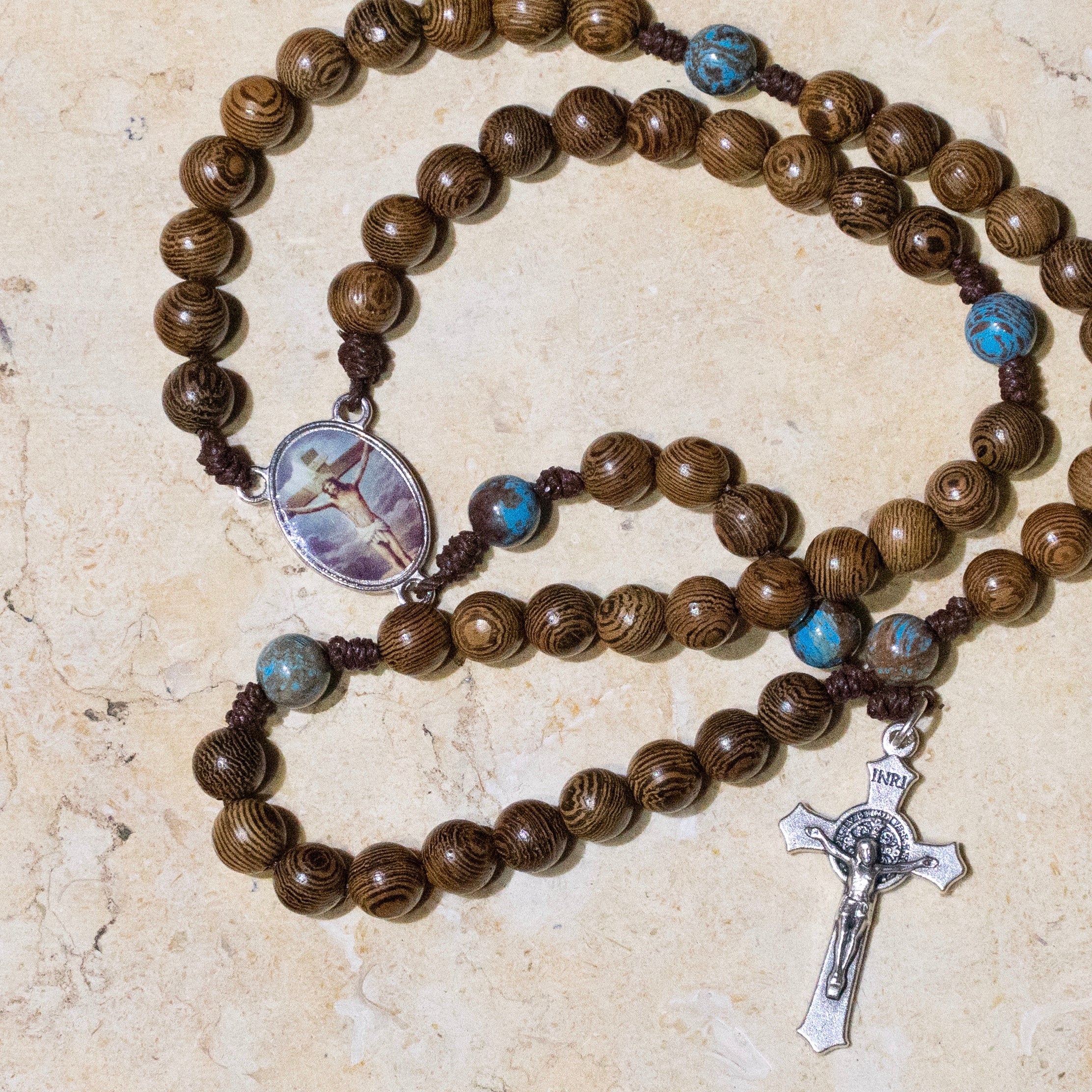 Jesus Crucified Wood Rosary