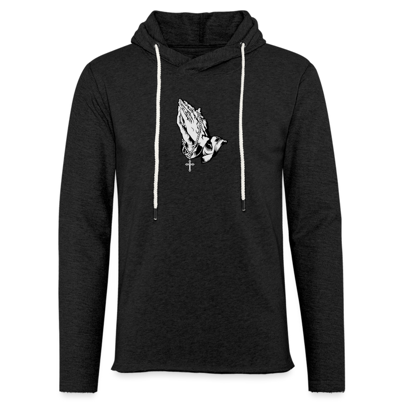 Pray At All Times Unisex Lightweight Terry Hoodie - charcoal grey