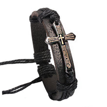 Load image into Gallery viewer, Men&#39;s Cross Leather Bracelet