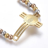 St. Benedict Silver Gold Stretch Bracelet