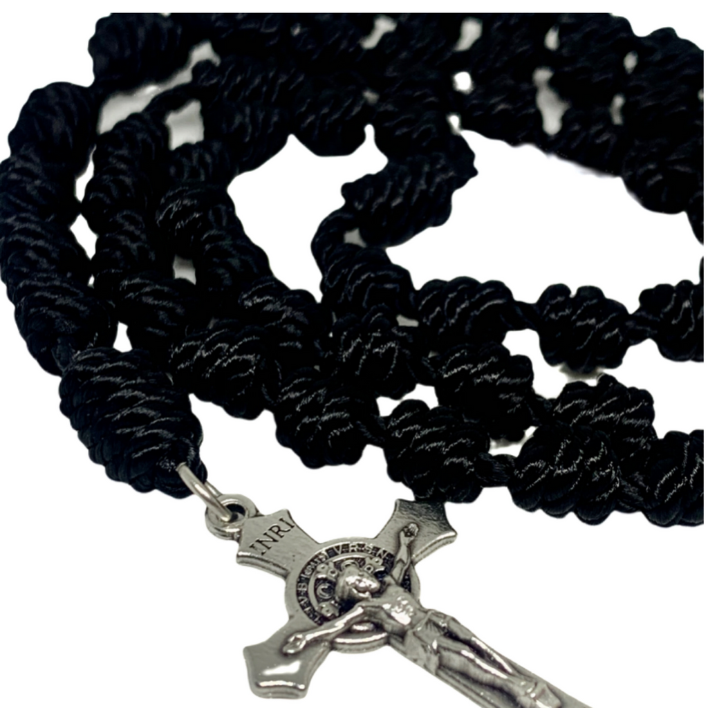 Black Knotted Rope Rosary – Journey Deeper