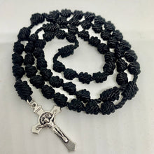 Load image into Gallery viewer, Black Knotted Rope Rosary